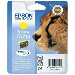 Epson T0714 (série guépard) - Cartouche d'encre de marque Epson T0714 / C13T071440 (T714). Couleur : jaune. Encre DURABrite Ultra
